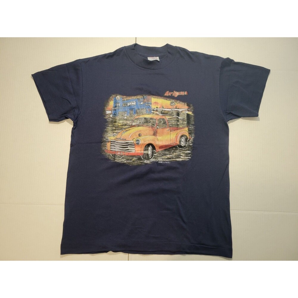 Vintage Chevy Trucks Arizona Men's Black Dark Blue Single‎ Stitch Shirt Size M